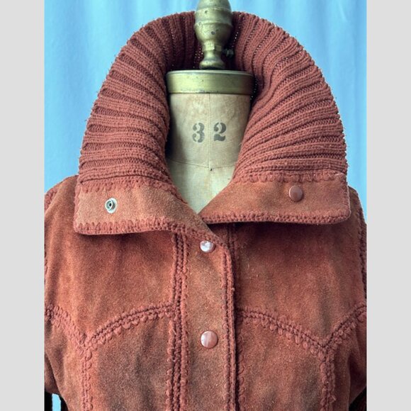 VINTAGE boho suede/knit sweater - Picture 3 of 8